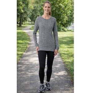 Fruit of the Loom Women’s Gray Long Sleeve Thermal Knit Top Fitted Crewneck SM